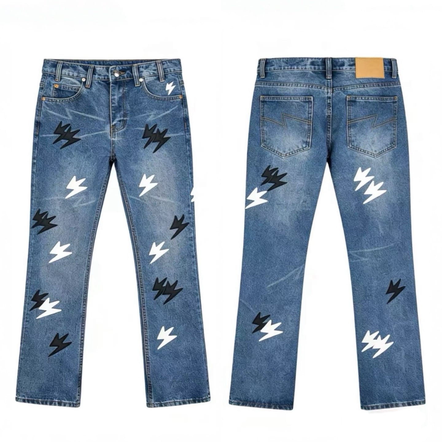 Lightning Bolt Flare Denim — Blue